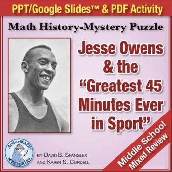 Preview of Jesse Owens Track & Field Star | Middle School Math Review Activity & Slides