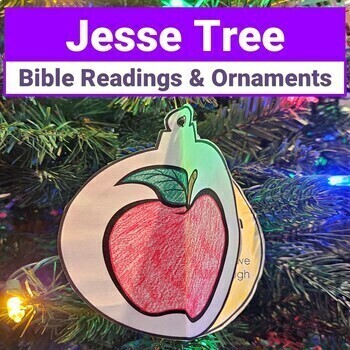 Preview of Jesse Tree Christmas Advent Calendar Ornaments and Daily Readings Activity