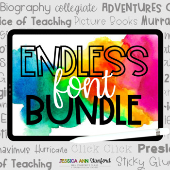 Preview of Font Bundle • 209+ Stanford Endless Handwritten Fonts for Teachers & Students