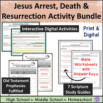 Preview of Jesus Arrest, Death and Resurrection Bible Scripture Activity BUNDLE Easter