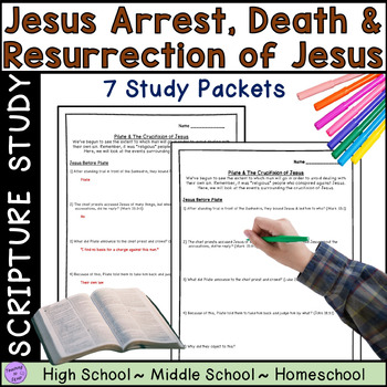 Preview of Jesus Arrest, Death, and Resurrection Bible Scripture Studies BUNDLE Easter