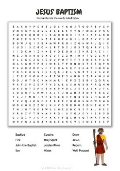 Jesus' Baptism - Bible Word Search for Sunday School by Teach for Jesus
