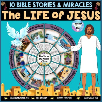 Preview of Jesus Bible Stories & Miracles Vocabulary Activities Montessori Game Circle