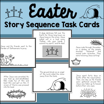 Preview of Jesus Easter Story Sequence Task Cards - Bible Story – Easy Prep