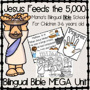 Preview of Jesus Feeds the 5,000 Bible Study | Bilingual Bible Unit