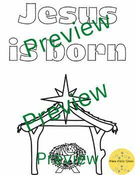 Preview of Jesus Is Born Coloring Page December Art Sunday Church Christmas Baby Nativity 