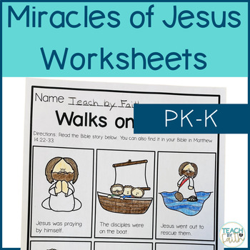 Preview of Miracles of Jesus Bible Lesson Worksheets for Preschool and Kindergarten