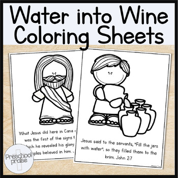 Jesus Turns Water into Wine Coloring Pages - Preschool Ministry Curriculum