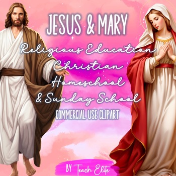 Preview of Jesus & Virgin Mary, Homeschool clipart, Christian