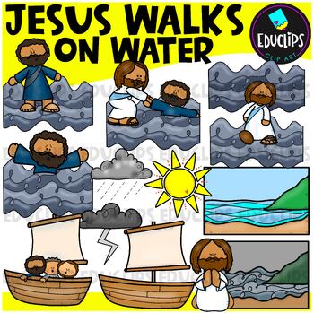 Preview of Jesus Walks on Water Clip Art Set {Educlips Clipart}