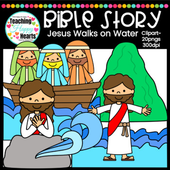jesus walks on water clipart for kids