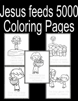 Preview of Jesus feeds 5000 coloring page set
