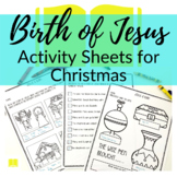Jesus is Born Christmas Printable Activity Sheets for Sund