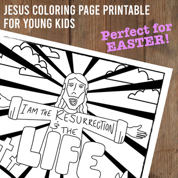 Preview of Christ is Risen Easter Coloring Page for Young Kids Pre-K