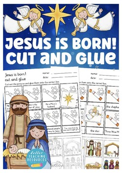 Jesus ist born! The Christmas Story cut and glue worksheets English