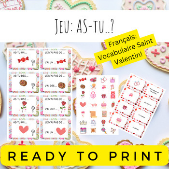 Preview of Jeu FLE As-tu jeu de cartes pour debutants en francais - Saint Valentin