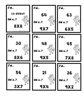 Jeu J'aiqui a des tables de multiplication by Mme Chose
