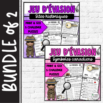 Preview of Jeu d'évasion | French Escape Rooms | canadian symbols, historic sites