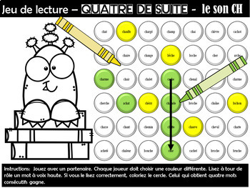 Jeu de lecture - Quatre de suite  le son CH â€“ le son OU