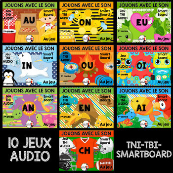 Preview of FRENCH PHONICS GAMES Jeux TNI AUDIO et BOOM CARDS - Les sons - BUNDLE