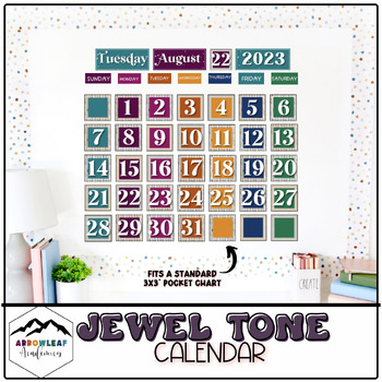 Preview of Jewel Tone Classroom Calendar | Flip Calendar | Morning Calendar Routine