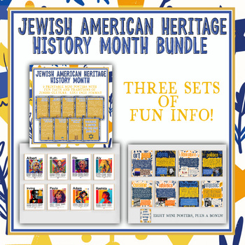 Preview of Jewish American Heritage Month Bulletin Board Set | Jewish History Posters