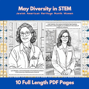Preview of Jewish American Heritage Month Women in STEM: Diversity Coloring Worksheets