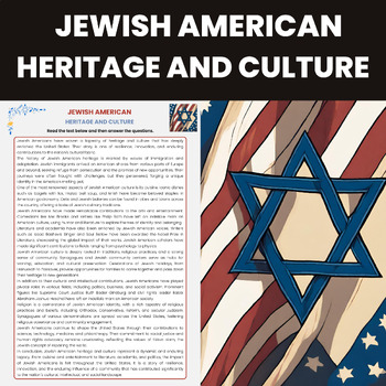 Preview of Jewish American Heritage and Culture Reading Comprehension Worksheet