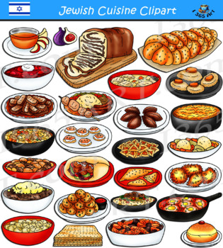 Preview of Jewish Food Clipart - Jewish Cuisine Clipart