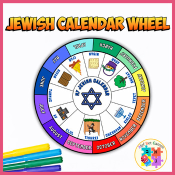 Preview of Jewish Calendar Wheel Coloring Activity
