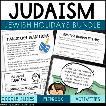 Preview of Jewish Holidays and Judaism Lesson Bundle, Rosh Hashanah, Yom Kippur, Hanukkah