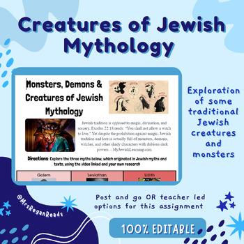 Preview of Jewish Mythological Creature Exploration - Digital Resource Assignment