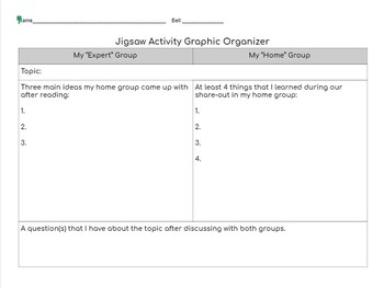 Preview of Jigsaw Activity Graphic Organizer