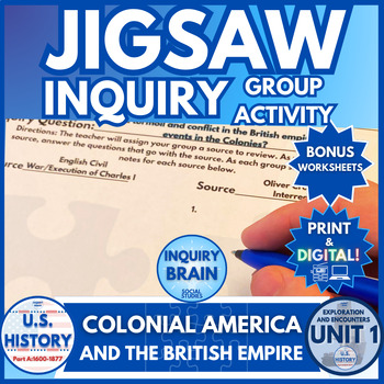 Preview of Jigsaw Group Inquiry Based Activity US History : Colonies & British Empire