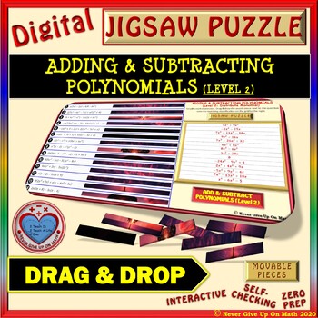 Preview of Jigsaw Puzzle: Add and Subtract Polynomials (Includes Distributing Monomials)