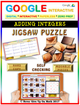 Preview of Jigsaw Puzzle:Adding Integers (Google Interactive & Hard Copy)