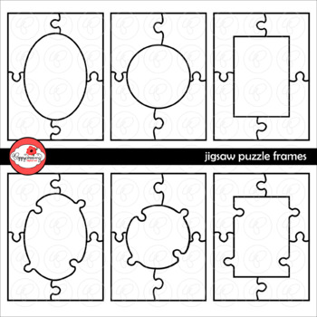 Preview of Jigsaw Puzzle Frames Template Clipart by Poppydreamz