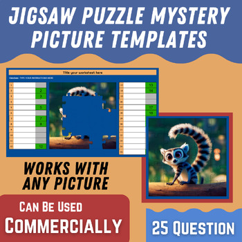 Preview of Jigsaw Puzzle Mystery Template (3 colors) - 25 Piece/25 Questions