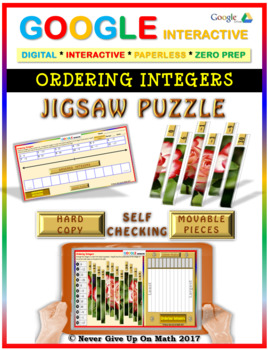 Preview of Jigsaw Puzzle:Ordering Integers (Google Interactive & Hard Copy)