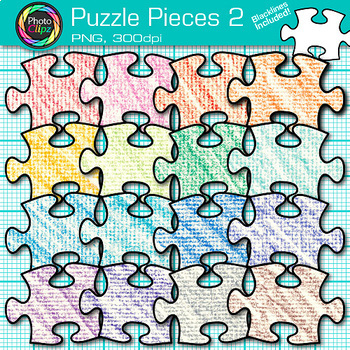 Preview of Jigsaw Puzzle Piece Clipart: 17 Cute Colorful Single Clip Art, Transparent PNG