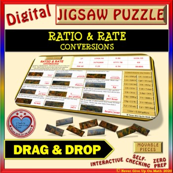 Preview of Jigsaw Puzzle: Ratio & Rate Conversions DISTANCE LEARNING