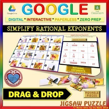 Preview of Jigsaw Puzzle: Simplify Rational Exponents (Google Drive & Hard Copy)