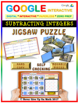 Preview of Jigsaw Puzzle:Subtracting Integers (Google Interactive & Hard Copy)