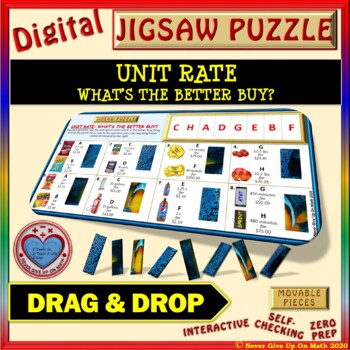 Preview of Jigsaw Puzzle: Unit Rate: What's the better buy? DISTANCE LEARNING