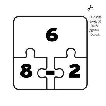 jigsaw puzzles add subtract within 20 math black and white printable no prep