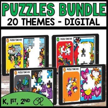 Preview of Jigsaw Puzzles Bundle Digital | No Prep Kindergarten 1st Grade Centers