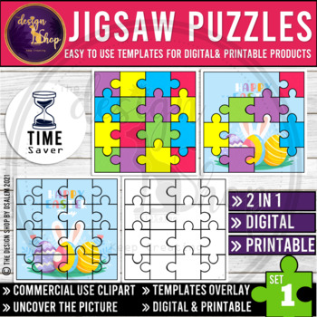 Preview of Jigsaw Puzzles Progression Overlay Templates For Digital and Printable Set 1