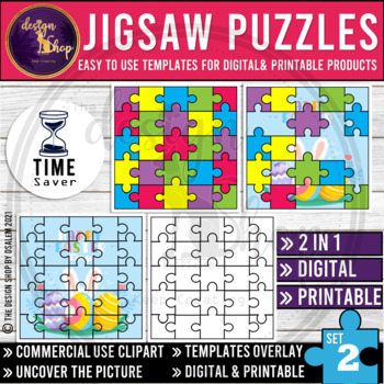 Preview of Jigsaw Puzzles Progression Overlay Templates For Digital and Printable Set 2