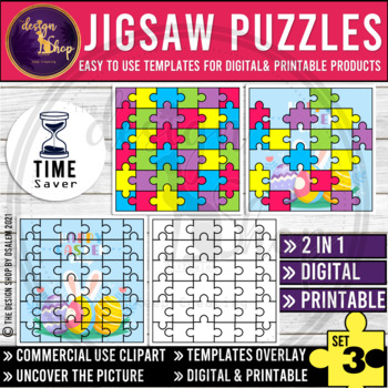 Preview of Jigsaw Puzzles Progression Overlay Templates For Digital and Printable Set 3