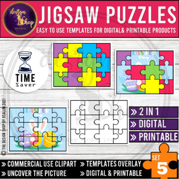 Preview of Jigsaw Puzzles Progression Overlay Templates For Digital and Printable Set 5